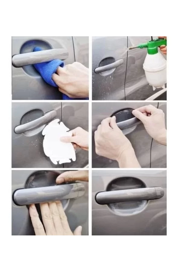 8 Adet Araba Kapı Kolu Koruyucu Çizilme Önleyici Şeffaf Sticker Film Koruma Seti