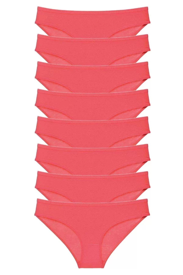 8 adet Süper Eko Set Likralı Kadın Slip Külot Fuşya