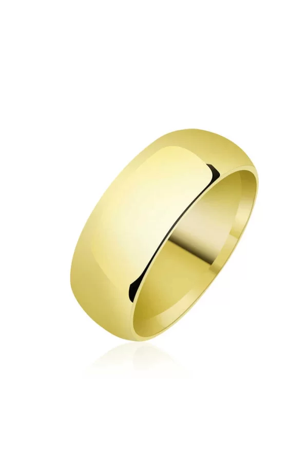 Luz&Pos 8 Mm Düz Bombeli Gold Gümüş Alyans