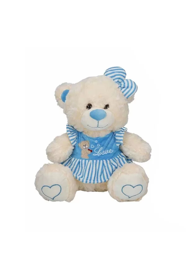 8334 Oturan Çizgili Elbiseli Peluş Ayı 40 Cm -sunman