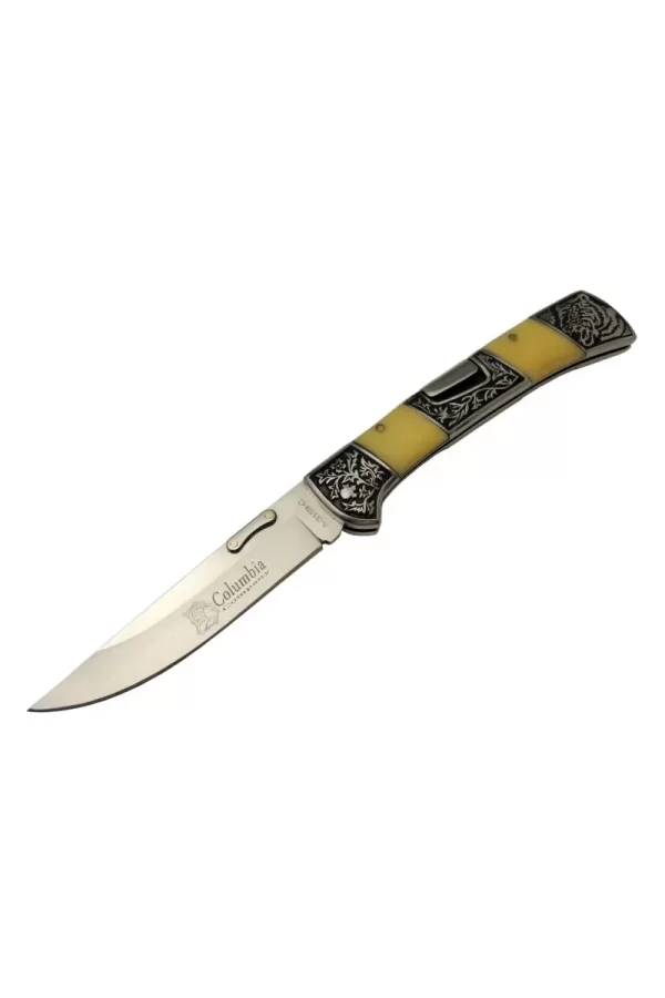 A 3159 C Kamp Çakı 24 Cm - İşlemeli Sedef Saplı, Kemerlikli