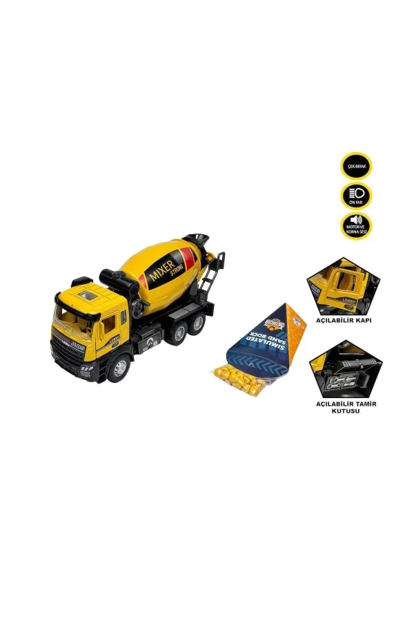 Aa992-01ab Çek Bırak Işıklı Ve Sesli 1:28 Kamyon Ekskavatör / Beton Mikseri