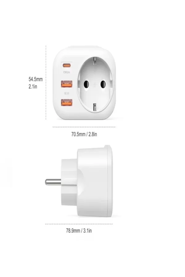 Ac-115 2500w 3.4a 2usb 1type-c 1soket Akım Korumalı Şarj Adaptörü Priz Çoğaltıcı