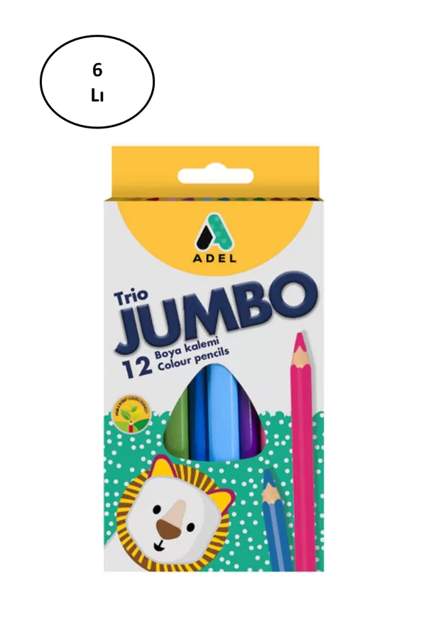 Adel Boya Kalemi Jumbo Üçgen Tam Boy 12 Renk 6lı