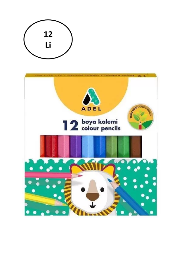 Adel Kuru Boya Karton Kutu Yarım Boy 12 Renk 12li