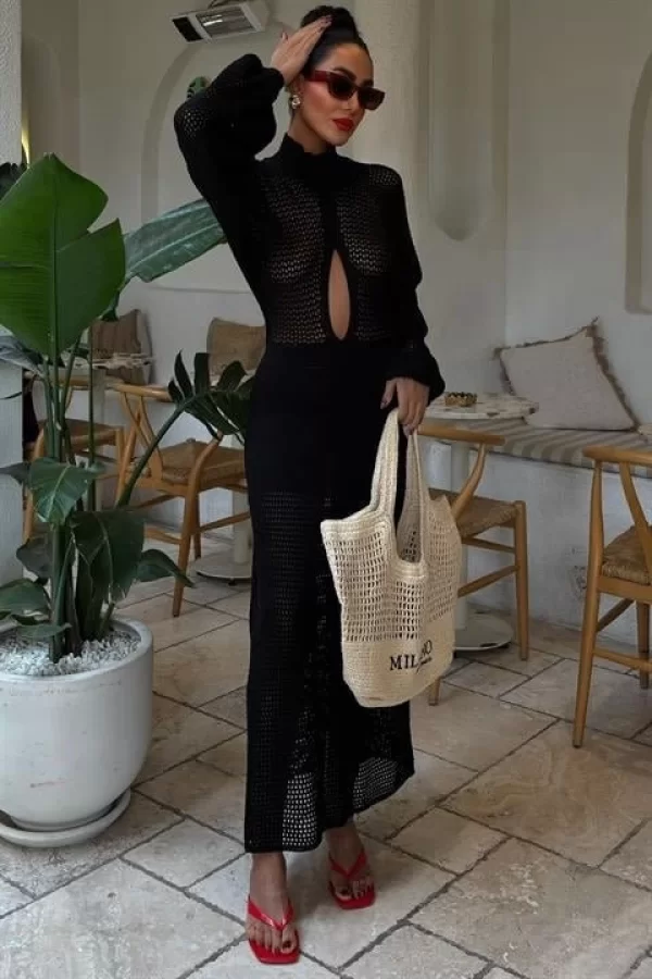 Ajurlu Triko Elbise 2854