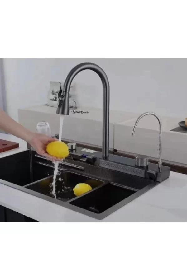 Akıllı Şelale Mutfak Eviyesi Dijital LED Göstergeli Set
