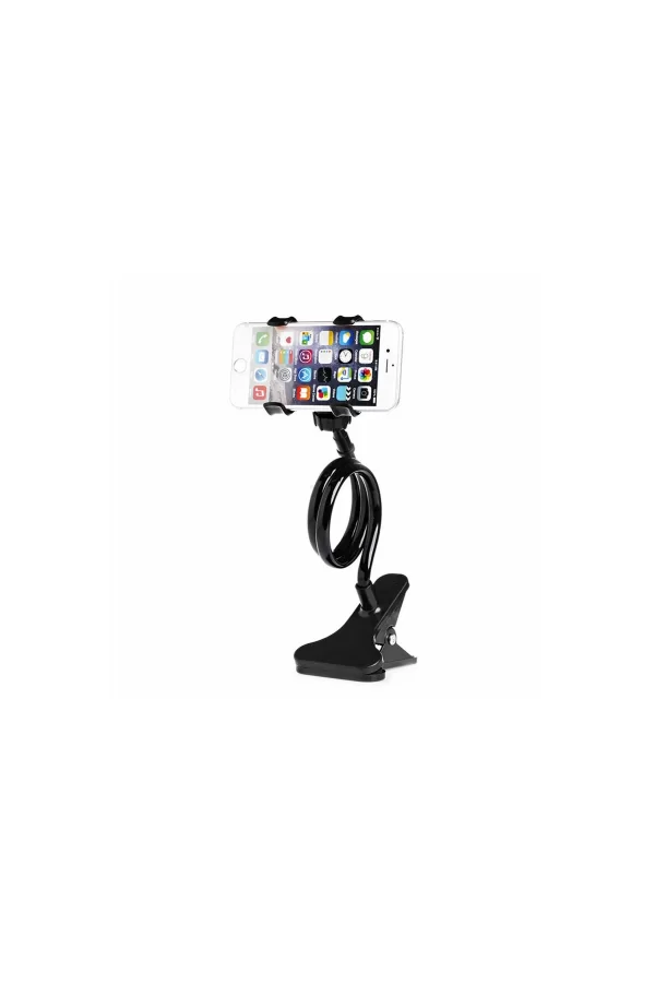 Akrobat Telefon Tutucu Spiral Gövdeli Oynar Başlıklı - Siyah