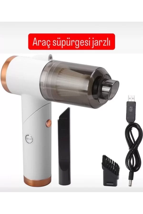 Luz&Pos Akülü Araç Süpürgesi Güçlü Ve Portatif Temizlik - Beyaz