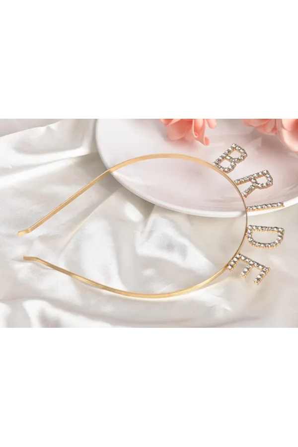 Altın Gold Renk Bekarlığa Veda Kristal Taş Bride Tacı İthal