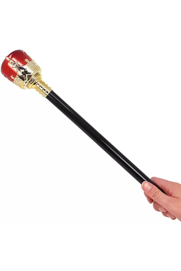 Altın Renk 60 Cm Kral Tacı Kraliyet Tacı Ve Kırmızı Topuzlu Kral Asası Seti