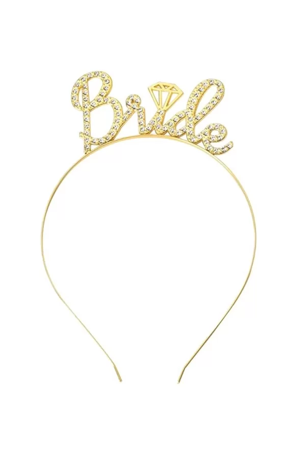 Altın Renkli Taşlı “bride” Gelin Tacı – El Yazısı Yazı Tipiyle