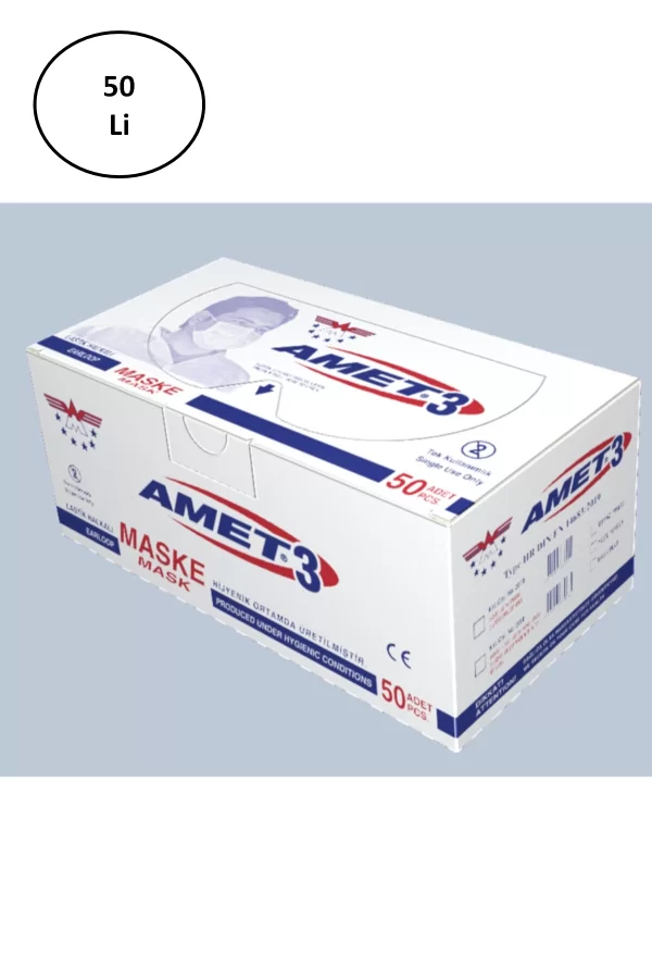 Amet Maske 3 Katlı Telli 50li