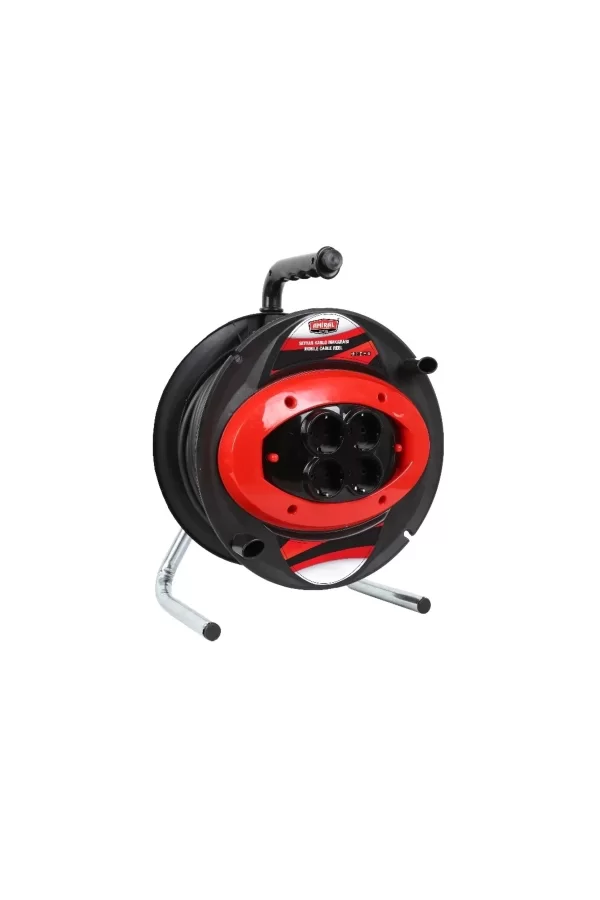 Amiral 20 Mt Makaralı 4lü Elektrik Uzatma Priz 3x2,5 Mm Siyah