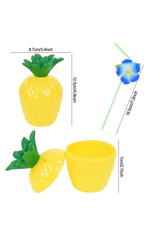 Ananas Hawaii Luau Aloha Pipetli İçecek Kabı Bardak 10x13 Cm 1 Adet