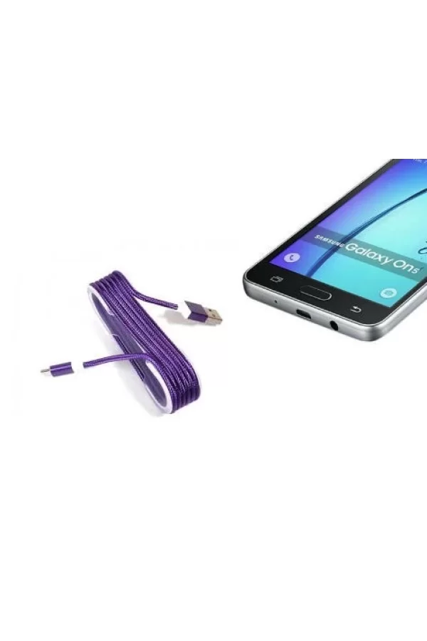 Android Örgü Şeklinde Renkli Çelik Şarj Data Kablosu - Mor
