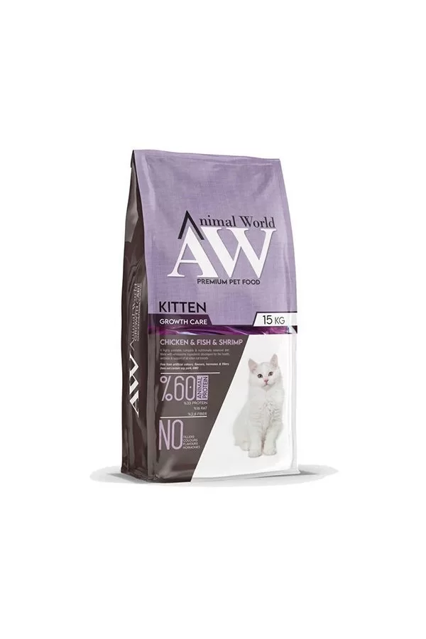 Animal World Tavuk Balık Karidesli Yavru kedi Maması 15 Kg