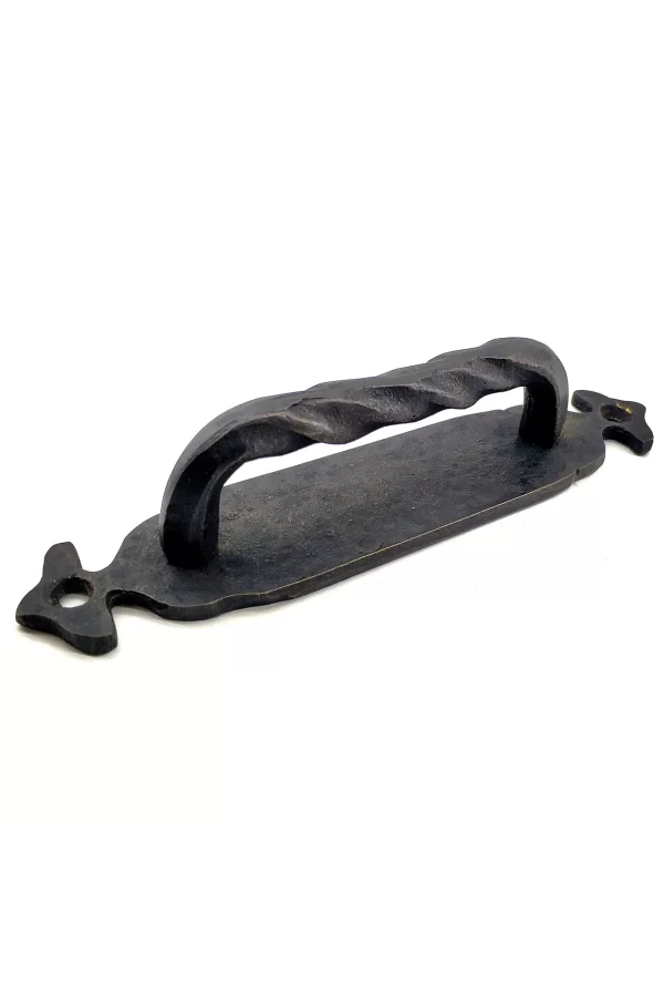 Antika Tarz Dekoratif Pirinç Burgulu Çekme Kol - 148x33 Mm, Oksit