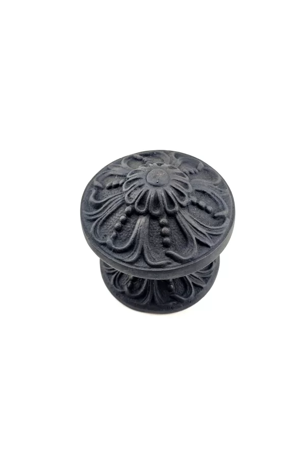 Antika Tarz Dekoratif Pirinç Çiçekli Kapı Tokmağı - 80 Mm Çap, Oksit