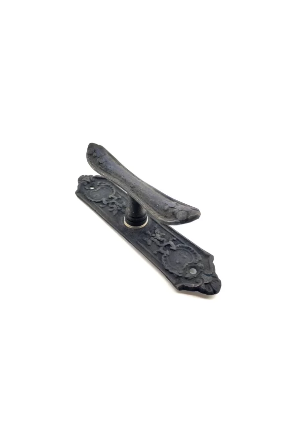 Antika Tarz Dekoratif Pirinç Çiçekli Pencere Kolu - 165x38 Mm, Oksit
