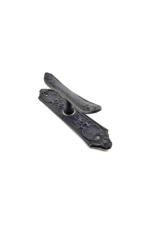 Antika Tarz Dekoratif Pirinç Çiçekli Pencere Kolu - 165x38 Mm, Oksit