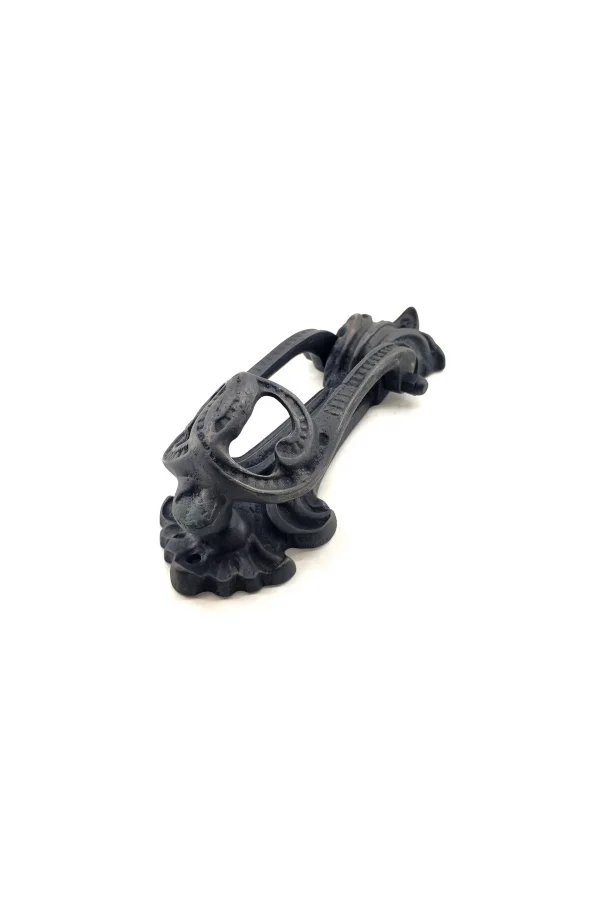 Antika Tarz Dekoratif Pirinç Doğa Kapı Tokmağı, Taktak - 205x73 Mm, Oksit
