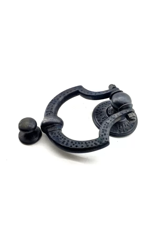 Antika Tarz Dekoratif Pirinç Dövme Kapı Tokmağı, Taktak - 150x105 Mm, Oksit