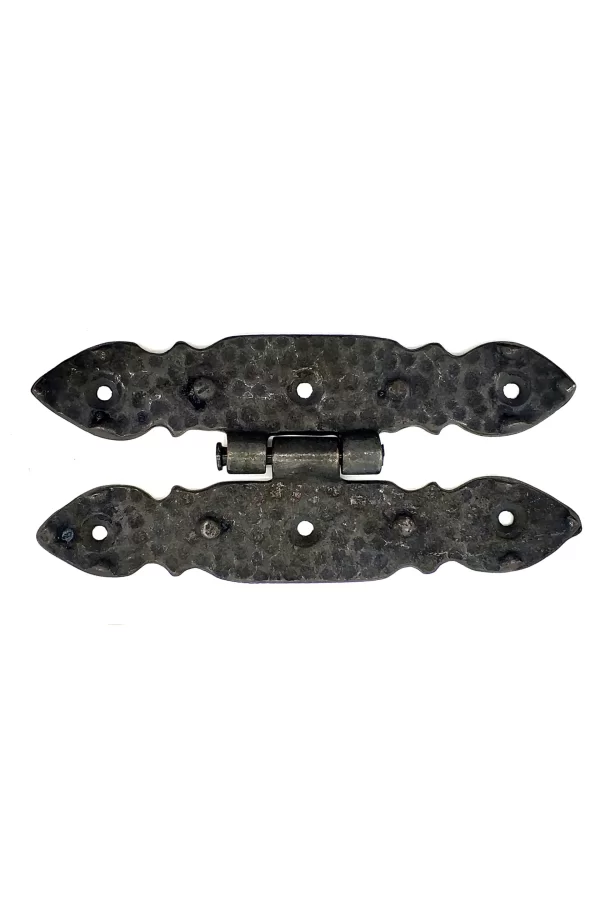 Antika Tarz Dekoratif Pirinç Düğmeli Menteşe - 142x69 Mm, Oksit