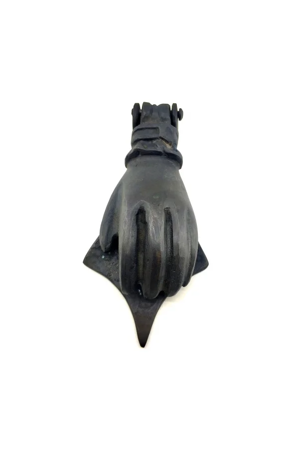 Antika Tarz Dekoratif Pirinç El Kapı Tokmağı, Taktak - 167x75 Mm, Oksit
