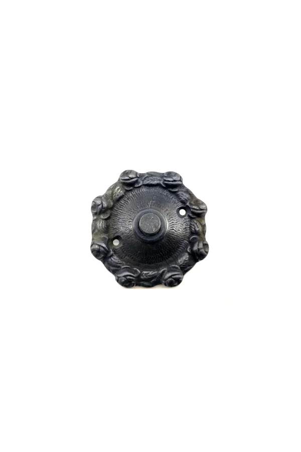 Antika Tarz Dekoratif Pirinç Güllü Kapı Zili - 75mm, Oksit