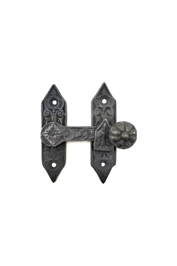 Antika Tarz Dekoratif Pirinç Kapı, Pencere Mandalı - 86x72 Mm, Oksit