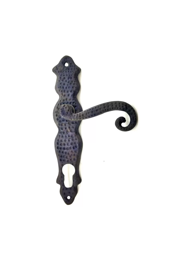 Antika Tarz Dekoratif Pirinç Kıvrık Yale Kapı Kolu - 210x43 Mm, Oksit