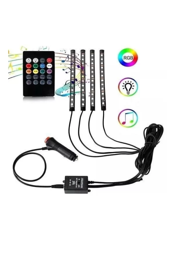 Araç İçi Ayak Altı Sese Duyarlı Şerit Led 4lü Set