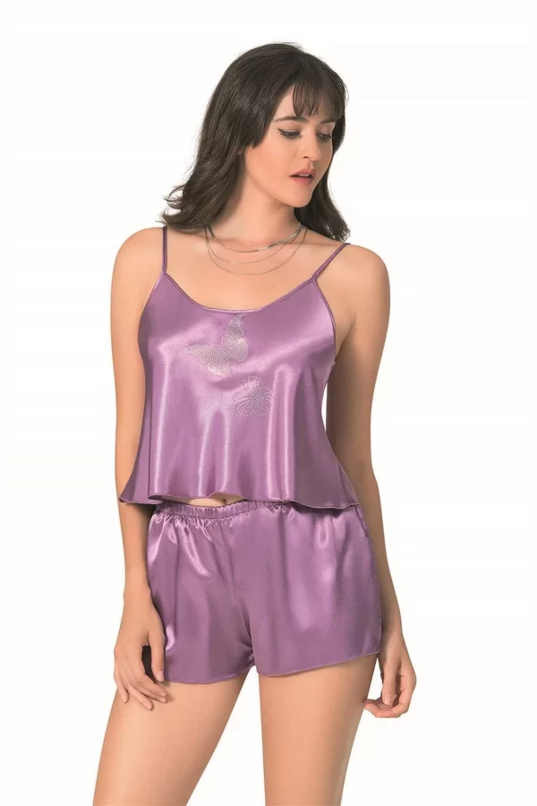 Mercan Saten Babydoll Şort Takımı