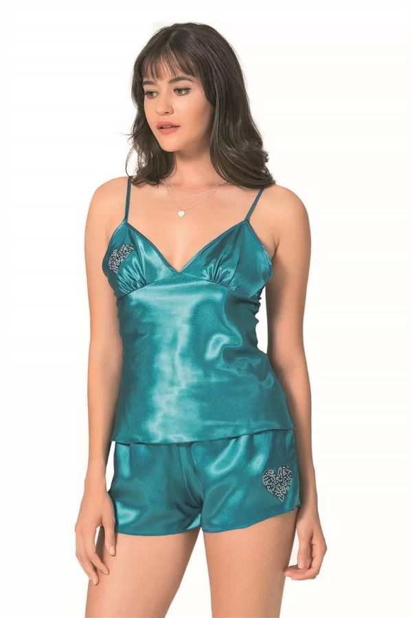 Gold Saten Babydoll Şort Takımı