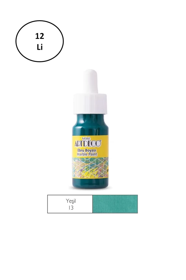 Artdeco Hazır Ebru Boyası 30ml 12li Yeşil