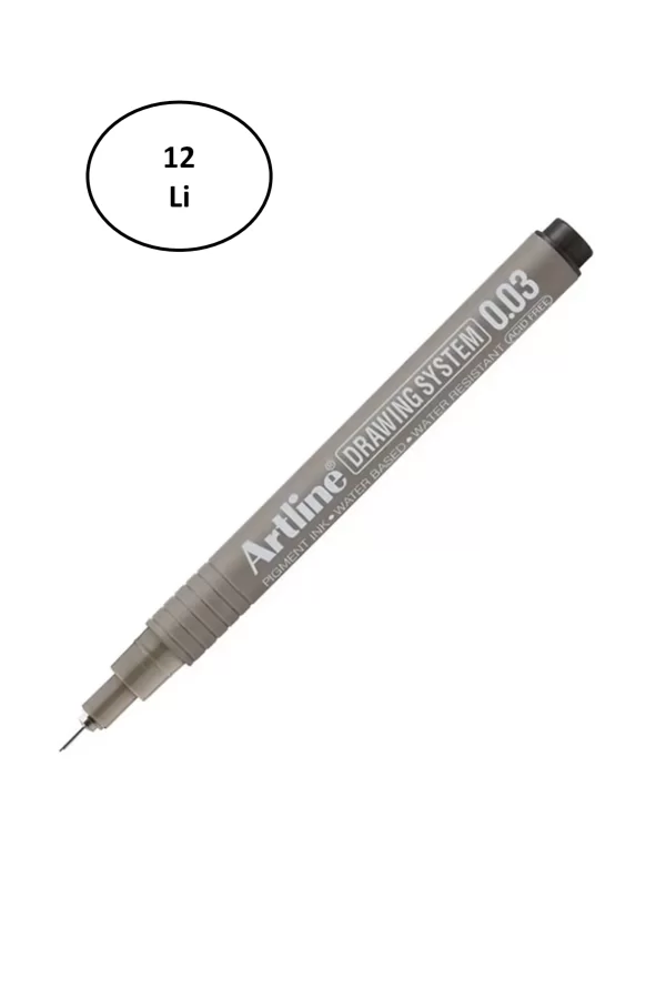 Artline 2303 0.03 Siyah Çizim Kalemi 12li