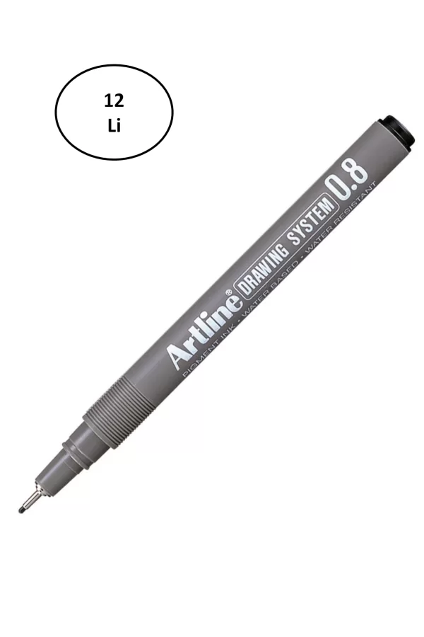 Artline 238 Çizim Kalemi 0.8 mm Siyah 12li