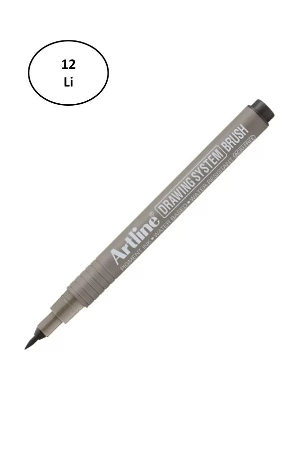 Artline Drawing System Brush Teknik Çizim Kalemi Siyah Fırça Uçlu 12li
