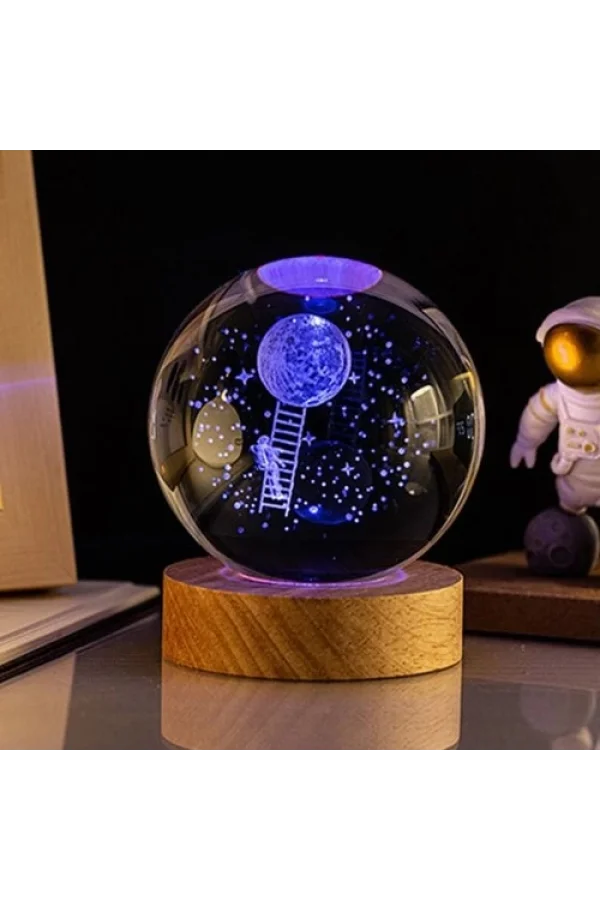 Aya Çıkan Astronot Tasarım Cam Küre