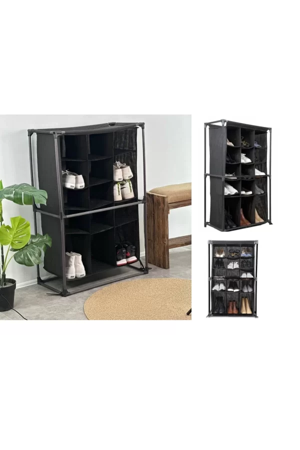 Ayakkabı Rafı - 15 Bölmeli Kumaş Ayakkabı Dolabı