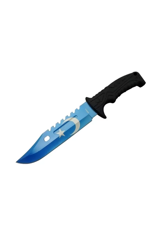 Ayyıldız Mf013bl Mavi Av Bıçağı 31cm - Testere Detaylı Bıçak, Kılıflı, Plastik Sap