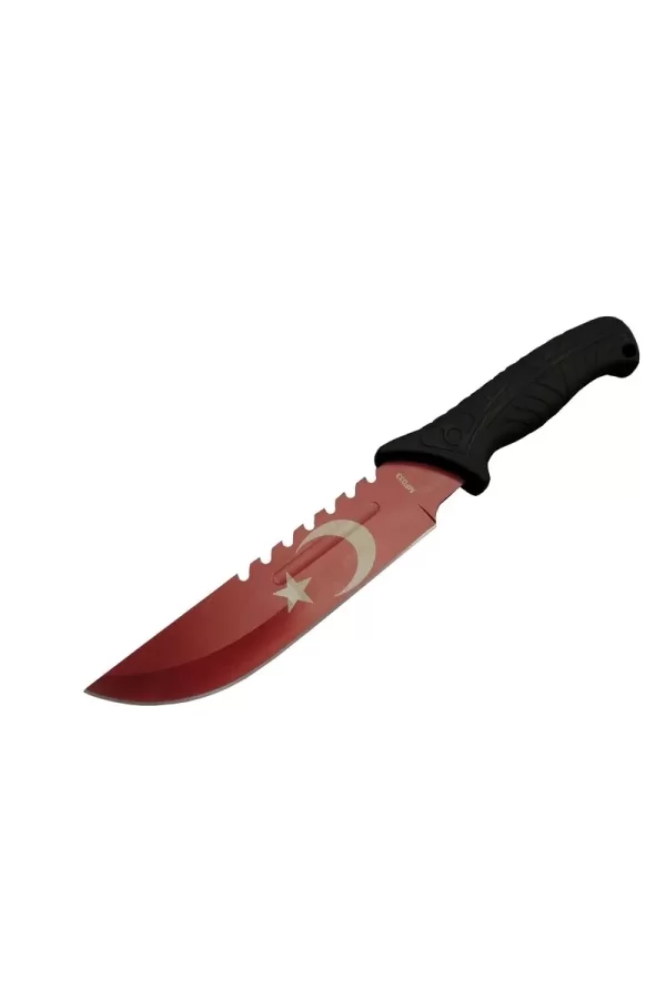 Ayyıldız Mf033 Rd Kırmızı Av Bıçağı 31cm - Testere Detaylı Bıçak, Oluklu, Kılıflı, Plastik Sap