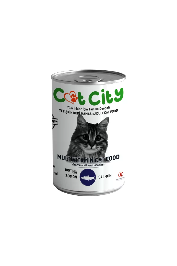 Az Tahıllı Somon Balıklı Yetişkin Kedi Konserve Yaş Mama 400 gr