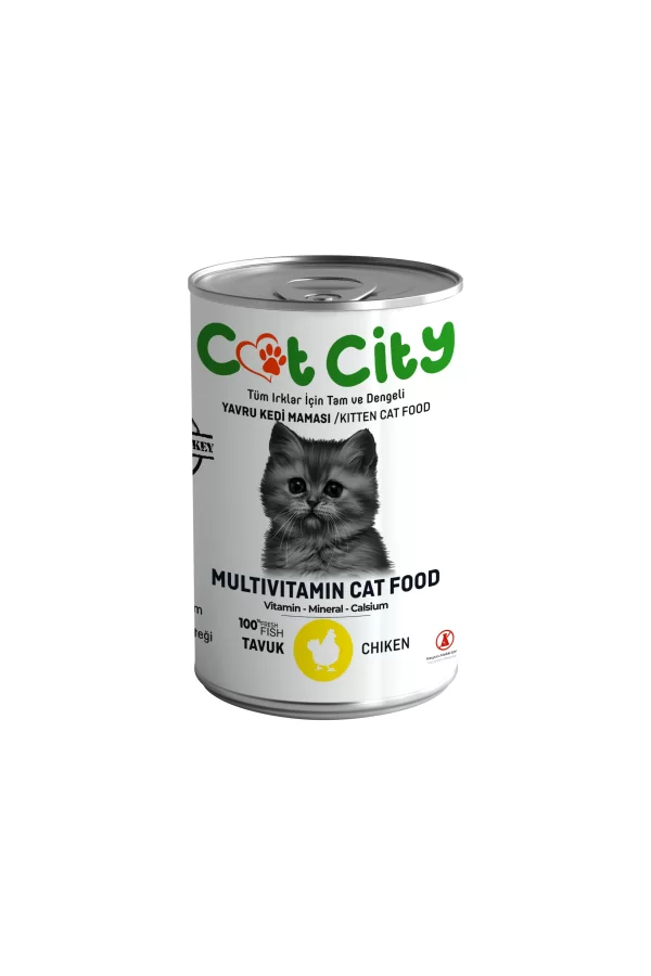 Az Tahıllı Tavuk Etli Yavru Kedi Konserve Yaş Mama 400 gr ( 3 Adet )