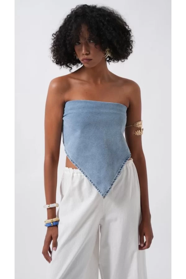 Bağlamalı Denim Crop