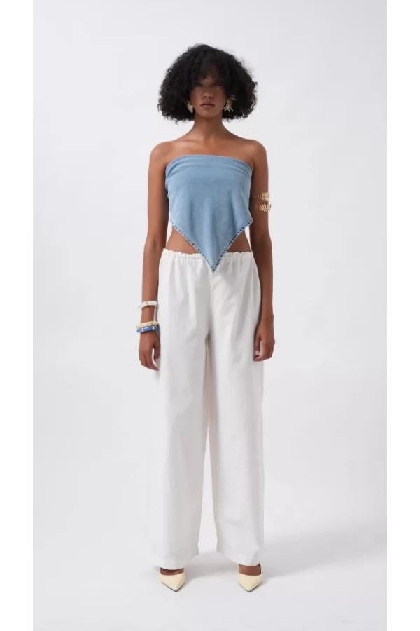 Bağlamalı Denim Crop