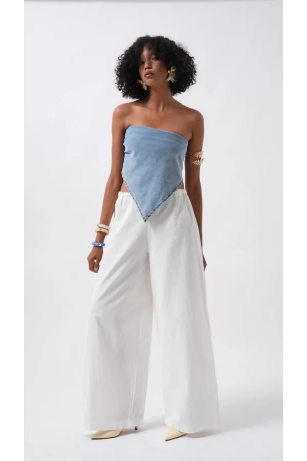 Bağlamalı Denim Crop