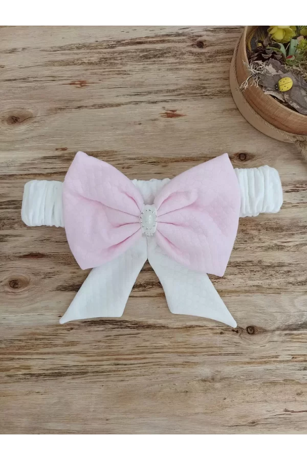 Luz&Pos Bal Peteği My Princess Taç Nakış İnci Fiyonklu Dantel Duvaklı Delüks Kundak Bebek Battaniyesi Pembe
