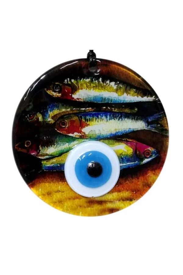 Balık Desenli 12 Cm Füzyon Cam Duvar Süsü